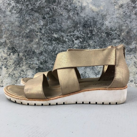 EuroSoft Women's Size 10M Candace Gold Metallic Back Zip Open Toe Sandals - Picture 6 of 14